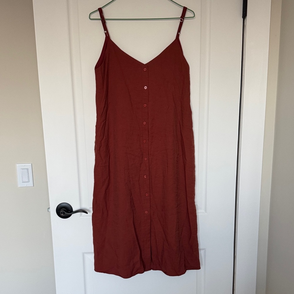 Elegant Rust Orange Cami Dress